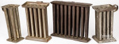 FOUR TIN CANDLE MOLDS, 19TH C.