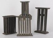Four tin candlemolds 19th c. t