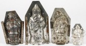 FOUR TIN CHRISTMAS SANTA CLAUS