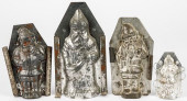 FOUR TIN CHRISTMAS SANTA CLAUS