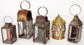 FOUR TIN LANTERNS, 19TH C., ET