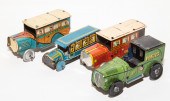 FOUR TIN LITHO PENNY TOY VEHIC