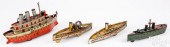 FOUR TIN LITHOGRAPH BOATSFour