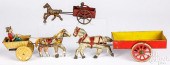 FOUR TIN LITHOGRAPH HORSE DRAW