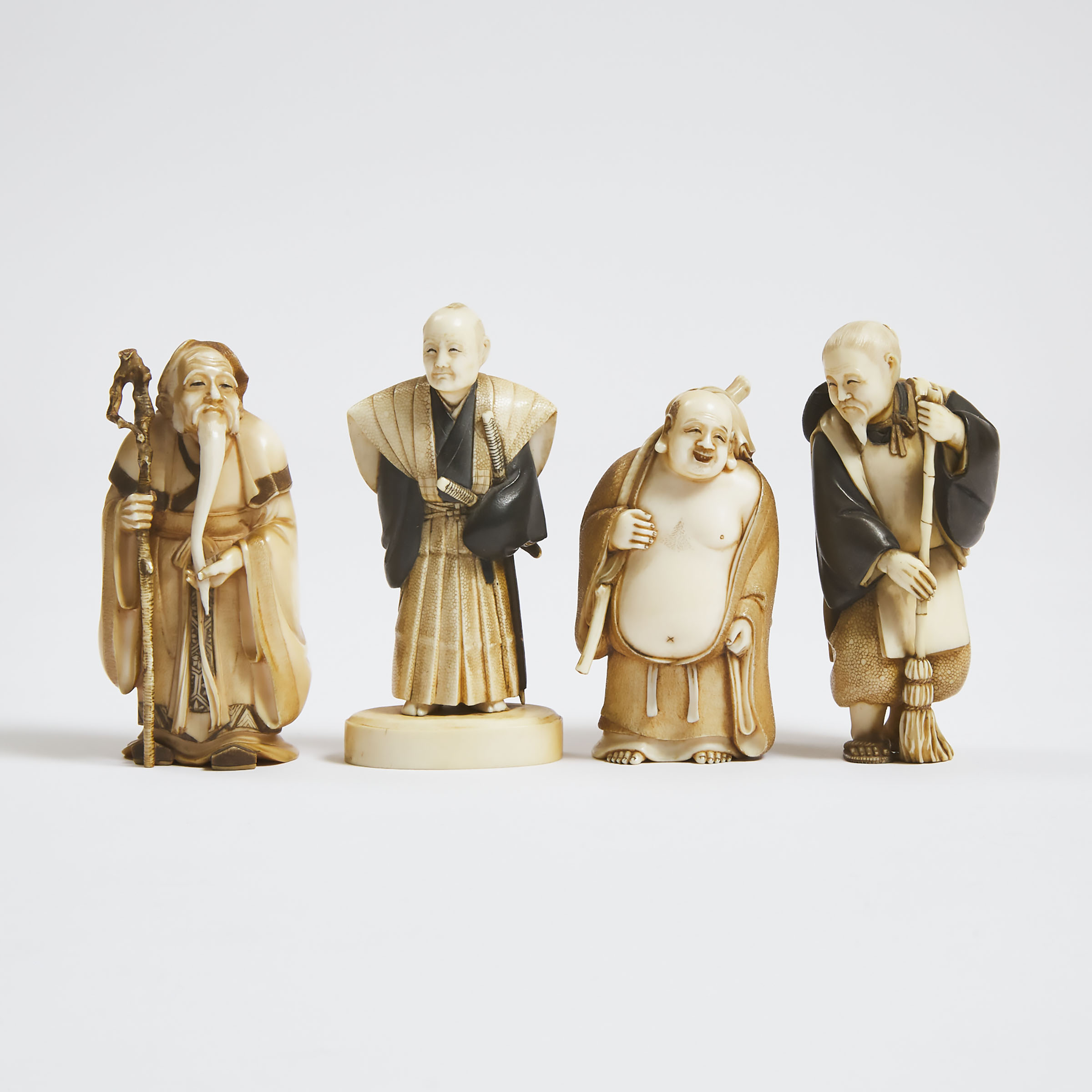Four Tinted Ivory Okimono