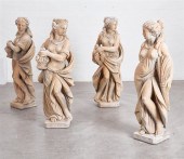 FOUR TINTED STONE MODELS OF TH
