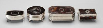 Four tortoise jewelry boxes, all