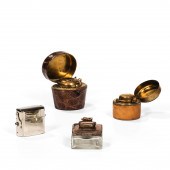 FOUR TRAVELING INKWELLS 19th a