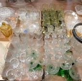 FOUR TRAY LOTS OF GLASS STEMS,