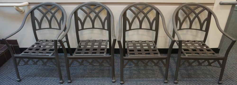 FOUR TUBULAR METAL GARDEN CHAIRS,