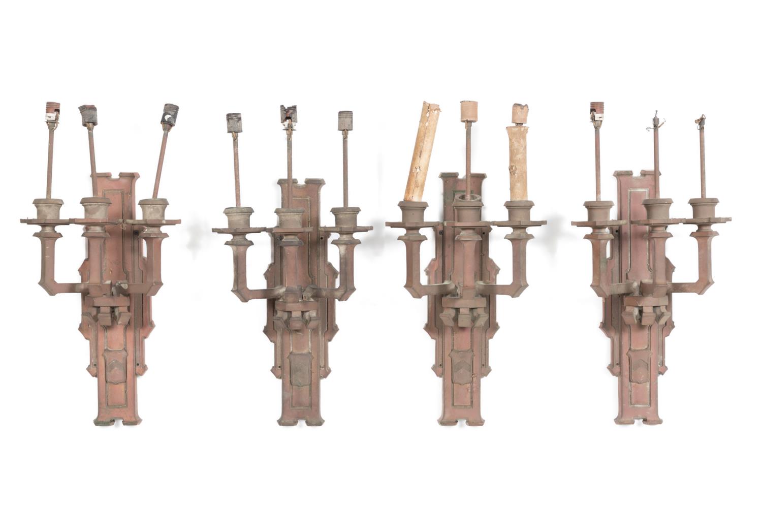 FOUR TUDOR REVIVAL BRONZE WALL