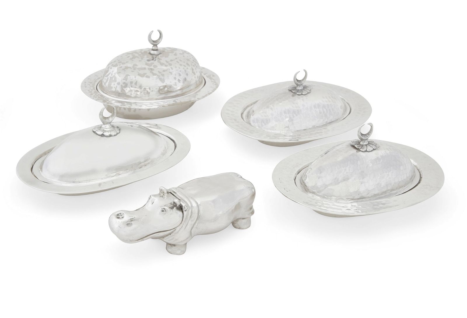 FOUR TURKISH SILVER COVERED