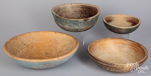 FOUR TURNED AND PAINTED WOOD