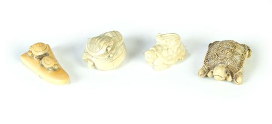FOUR TURTLE NETSUKES.  Japan 