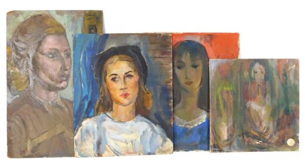 FOUR UNFRAMED PAINTINGS BY MARION
