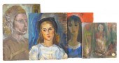 FOUR UNFRAMED PAINTINGS BY MAR