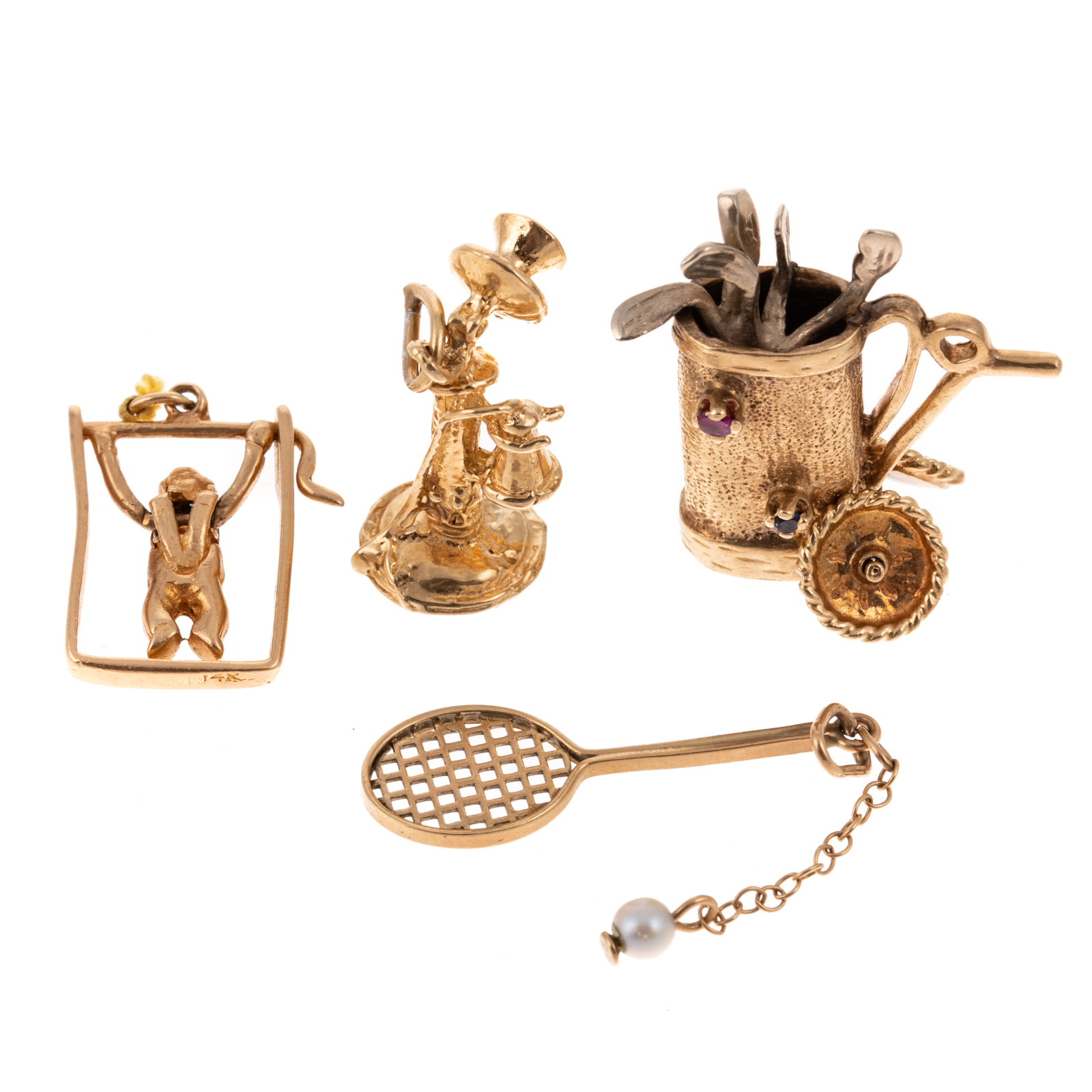 FOUR UNIQUE CHARMS IN 14K YELLOW
