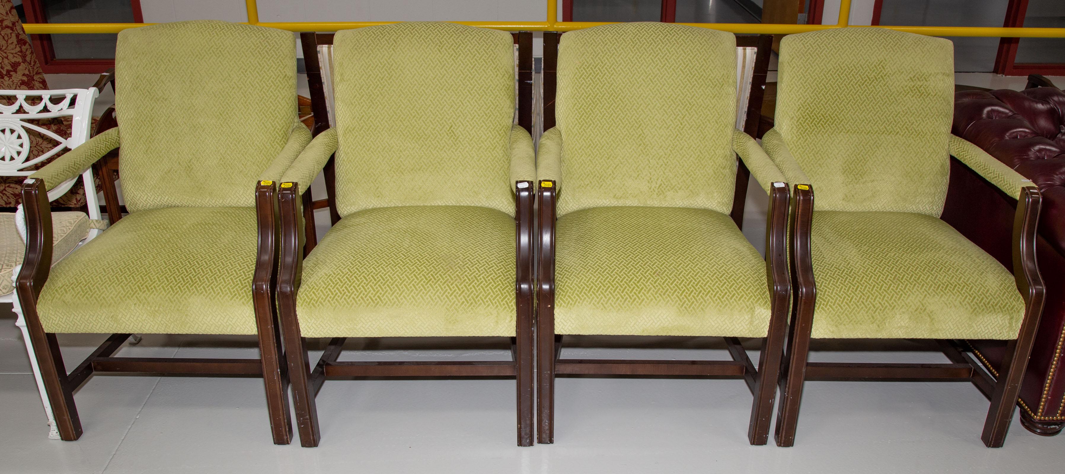 FOUR UPHOLSTERED ARM CHAIRS 37