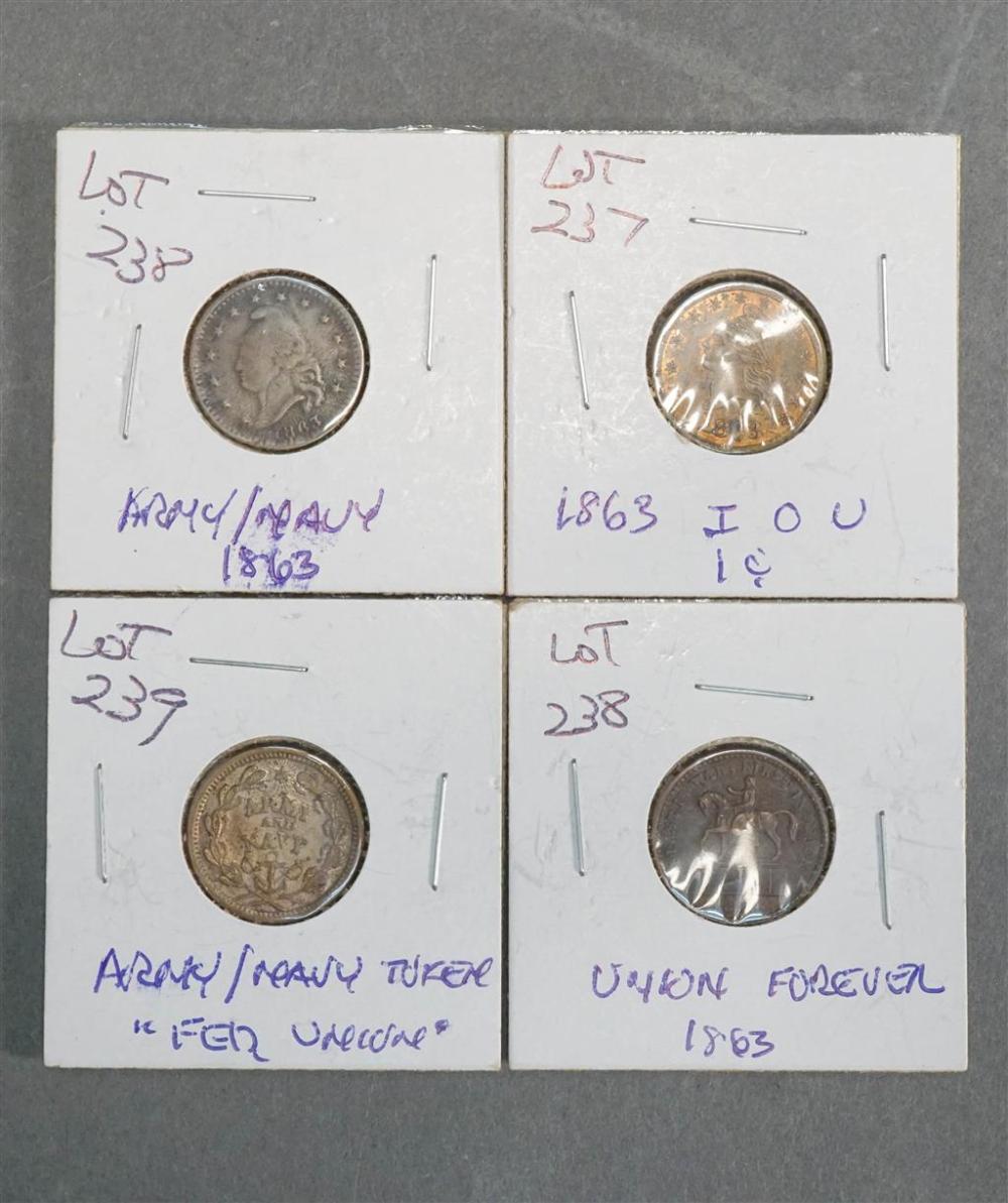 FOUR U.S. 1863 TOKENS, INCLUDING