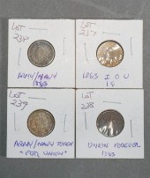 FOUR U.S. 1863 TOKENS, INCLUDI