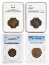 FOUR U.S. COPPER COINS1804 dra