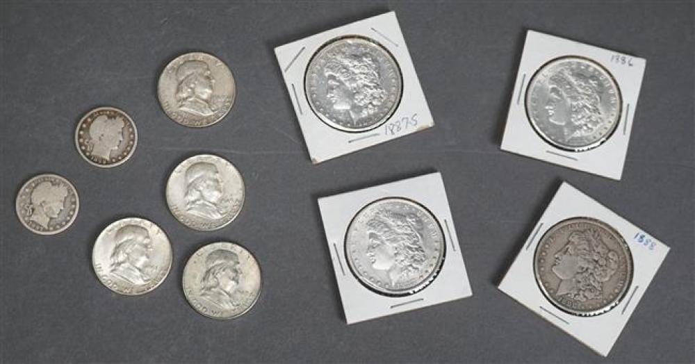 FOUR US MORGAN SILVER DOLLARS, FOUR