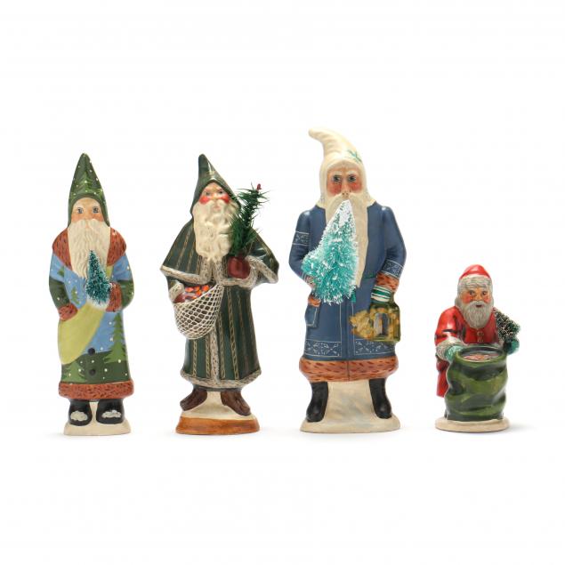 FOUR VAILLANCOURT SANTA FIGURES,