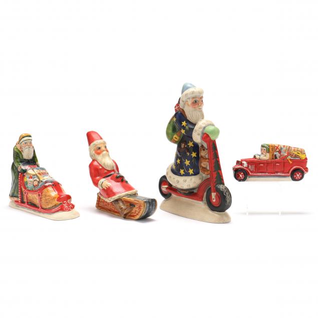 FOUR VAILLANCOURT SANTA FIGURES