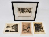 FOUR VARIED LANDSCAPE ETCHINGS