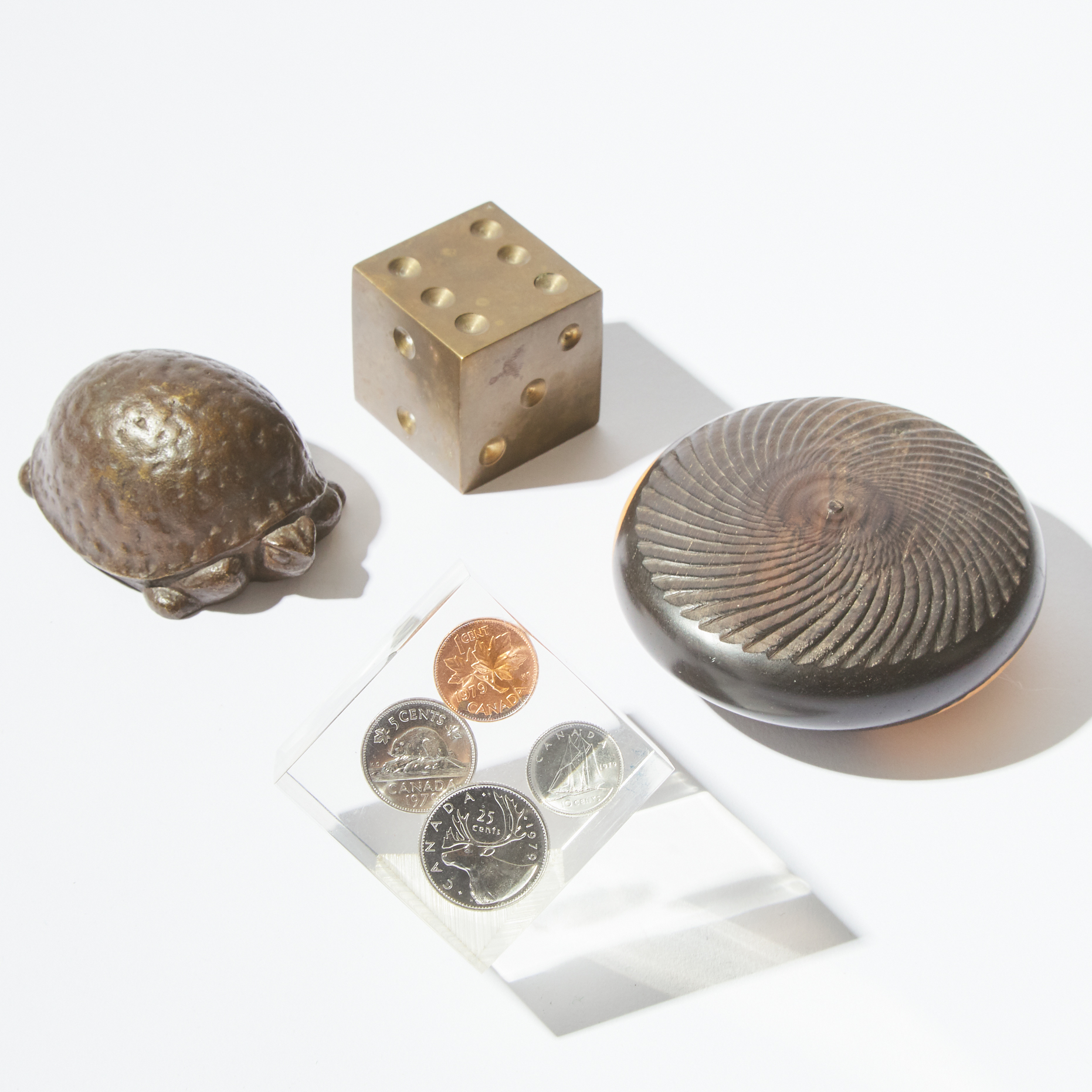 Four Various Bronze, Wood and