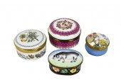 FOUR VARIOUS ENAMEL BOXES , CO