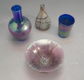 FOUR VARIOUS IRIDESCENT GLASS