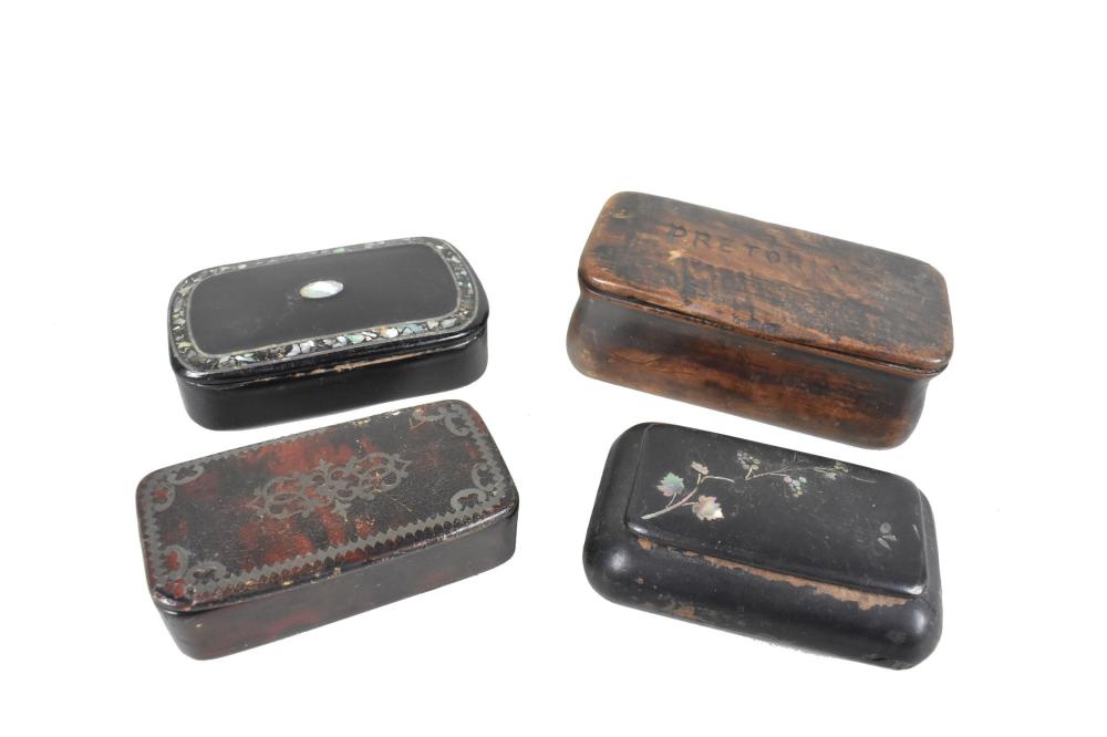 FOUR VARIOUS SMALL BOXES LATE