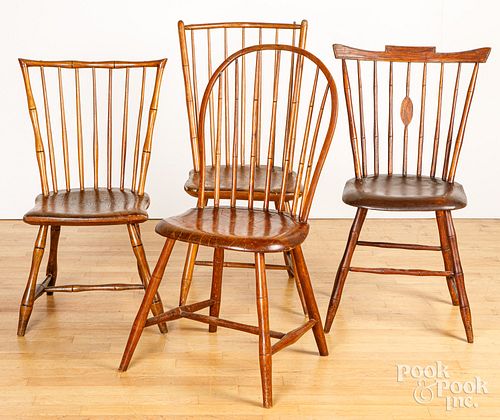 FOUR VARIOUS WINDSOR CHAIRS,