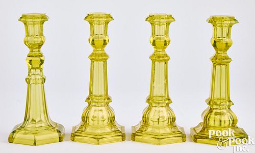 FOUR VASELINE GLASS