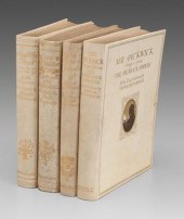 Four vellum-covered books, pub