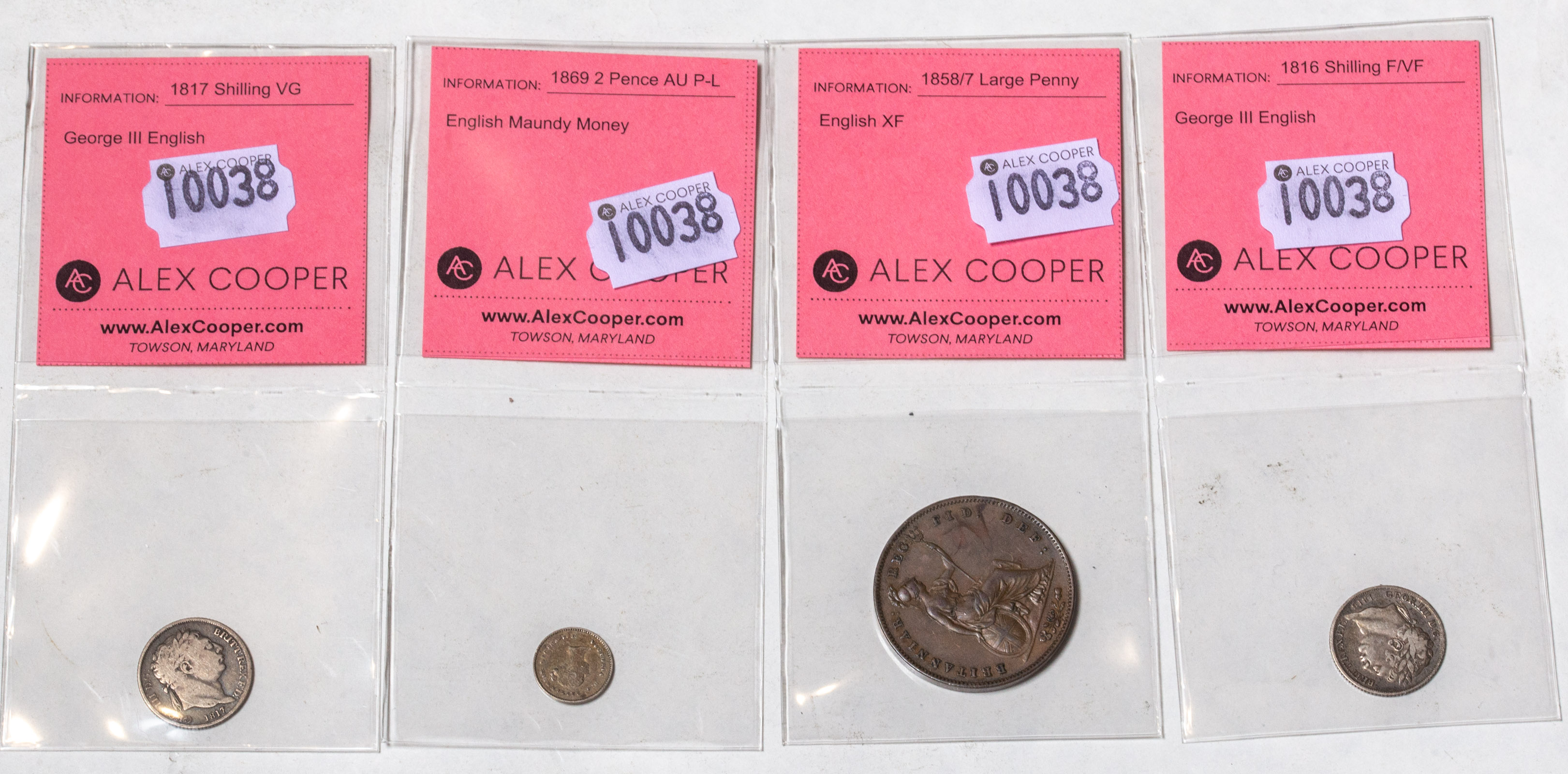 FOUR VERY NICE ENGLISH COINS 1858/7