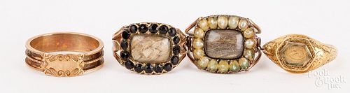 FOUR VICTORIAN 8K-10K GOLD AND