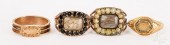 FOUR VICTORIAN 8K-10K GOLD AND