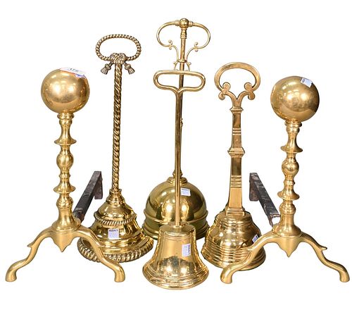 FOUR VICTORIAN BRASS DOOR STOPS,