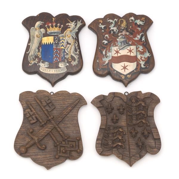 FOUR VICTORIAN CARVED WOOD AND