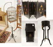 FOUR VICTORIAN EBONIZED DECORA