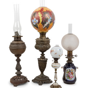 Four Victorian Oil Lamp Bases