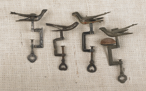 Four Victorian sewing birds 5" h. ?