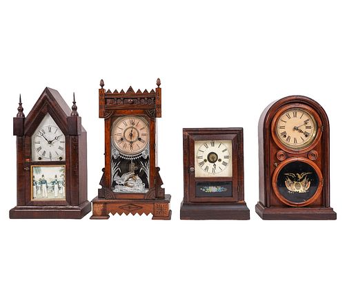 FOUR VICTORIAN SHELF CLOCKSFour