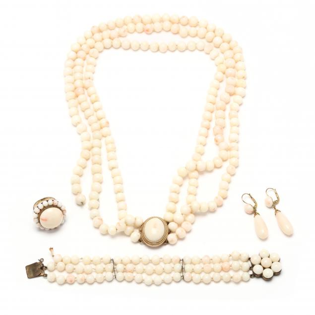 FOUR VINTAGE ANGEL SKIN CORAL