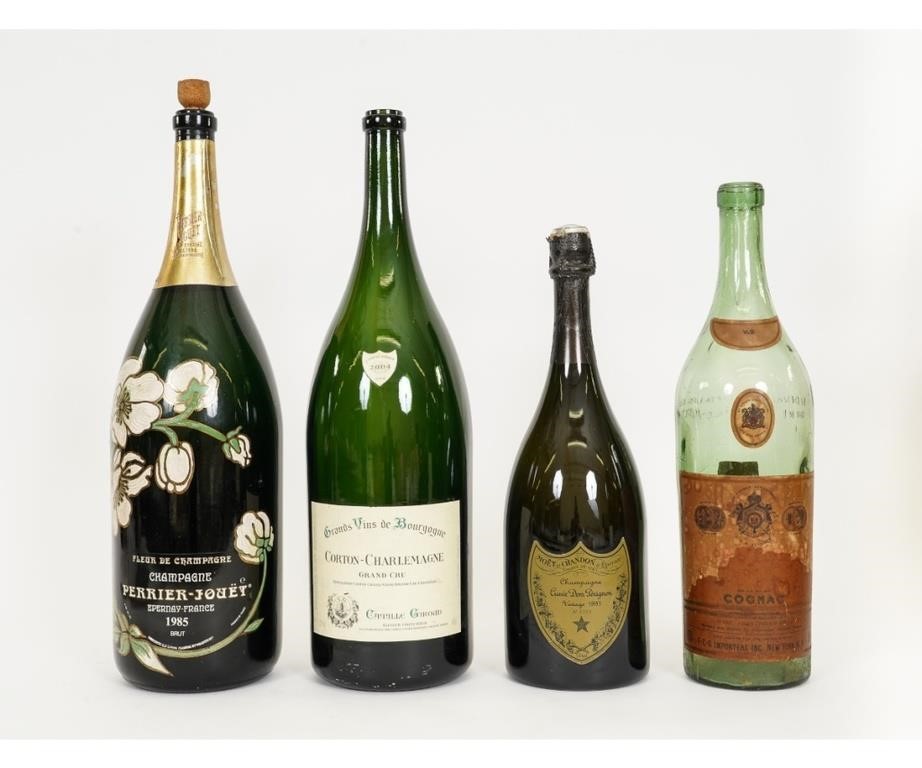 Four vintage bar top liquor bottles