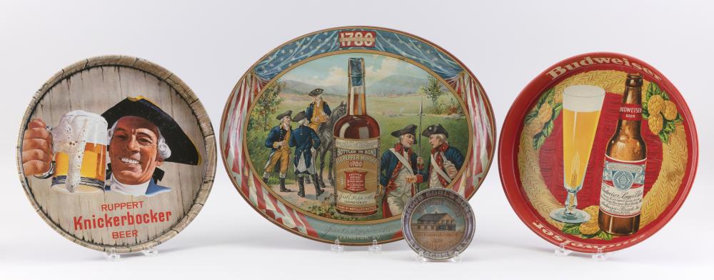 FOUR VINTAGE BEER TRAYS 20TH
