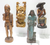 FOUR VINTAGE CARVED WOOD SCULP