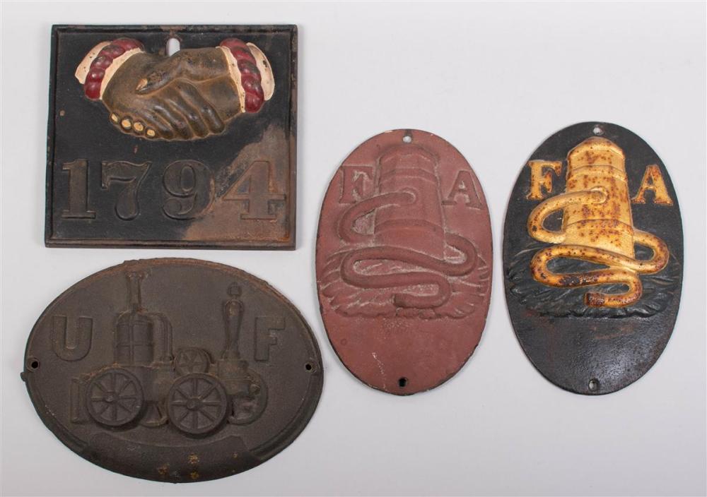 FOUR VINTAGE CAST IRON FIRE